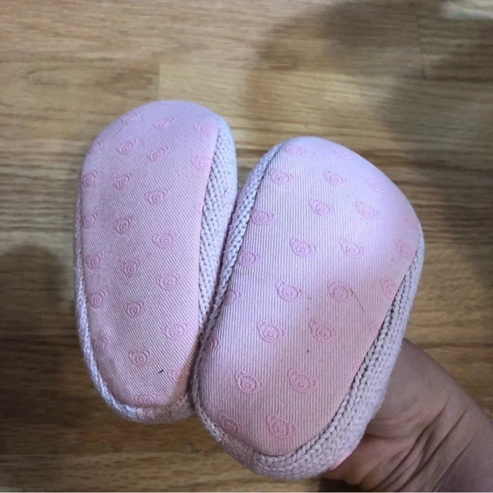 Girls Baby Shoe Bundle Velour Velvet Knit Red Pink Bear 6-9 mos